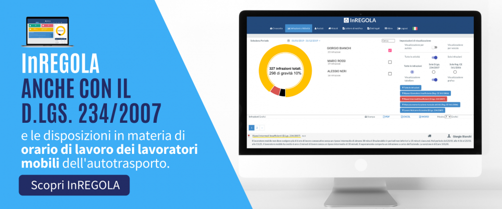 InREGOLA e il software di analisi dei dati tachigrafici che rileva le infrazioni alle disposizioni sui tempi di guida pausa riposo e allorario di lavoro dei lavoratori mobili e le spiega in modo semplice. 5