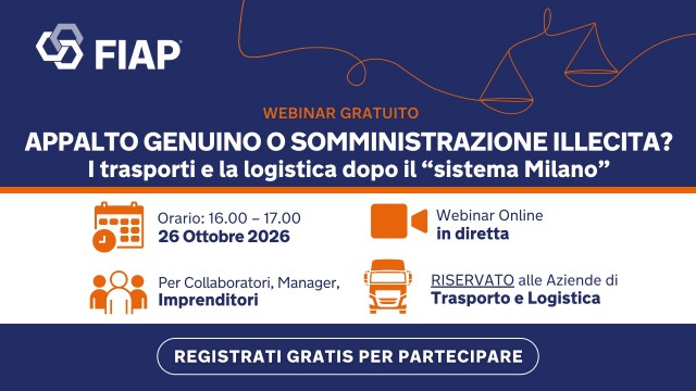Partecipa al Webinar Gratuito FIAP APPALTO GENUINO O SOMMINISTRAZIONE ILLECITA