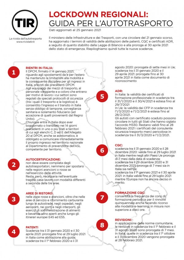 le regole per l'autotrasporto 25 gennaio 2021